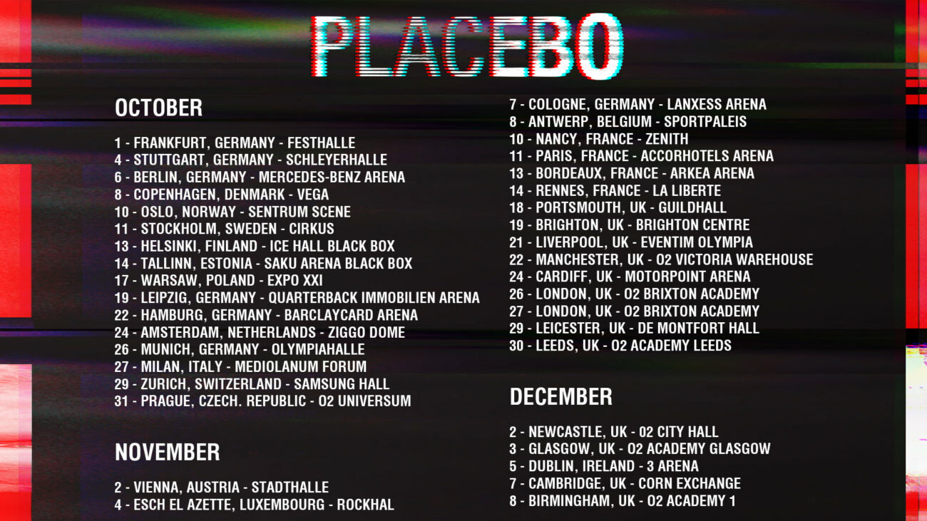 Placebo Official visualiser for "Surrounded By Spies" and tour dates