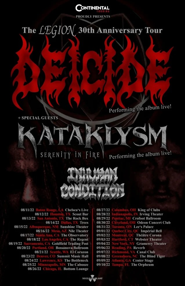 Deicide announce North American "Legion" anniversary tour Chaoszine