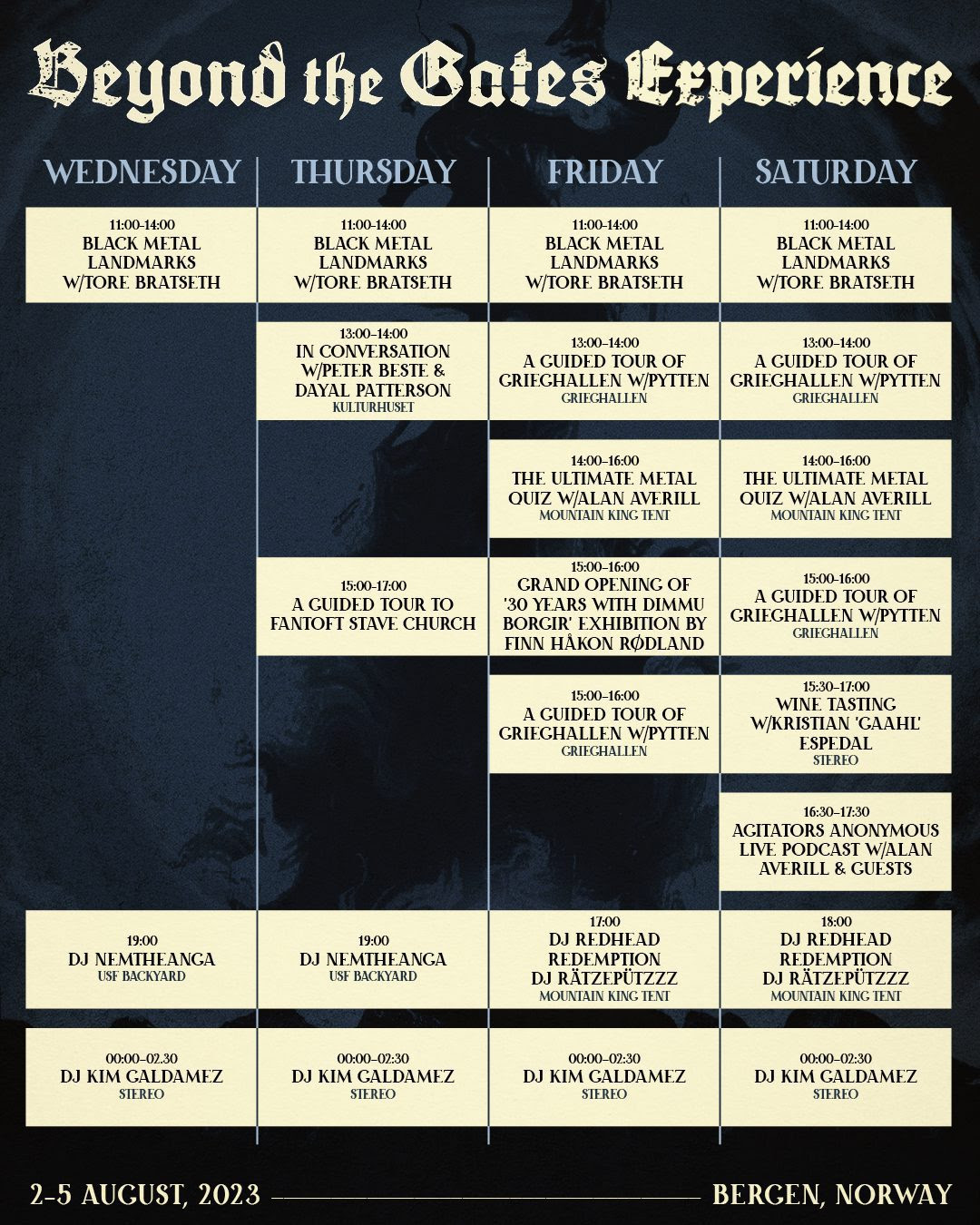 Norway's Beyond the Gates festival reveals daily schedules Chaoszine