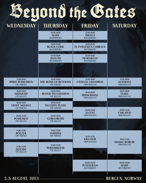 Norway's Beyond the Gates festival reveals daily schedules Chaoszine