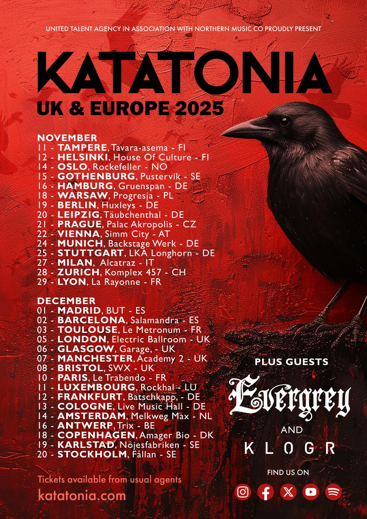 Katatonia announces fall 2025 EU + UK headline tour Chaoszine